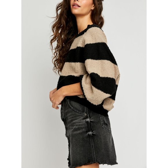 NWT Free People Found My Friend Stripe / Black Tan - Picture 2 of 6